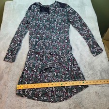 Banana Republic Dress Womens 8 Floral Lace Shoulder Long Sleeve Belted Navy