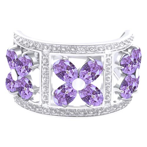 Simulated Alexandrite 925 Sterling Silver Engagement Wedding Band Ring  -image