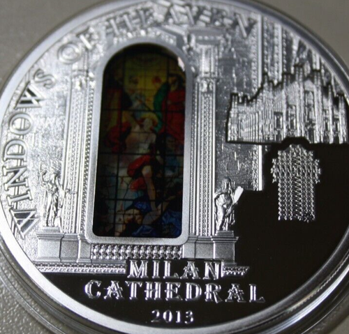 Islas Cook 10 dólares 2013 plata 50 gr. F6346 Windows of Heaven catedral de Milán - Imagen 4 de 13