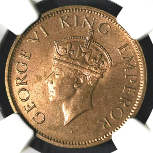 India British 1941(C) 1/4 Anna NGC MS64RB Certified