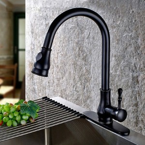 Antique Black 1lever Tap Pull Out Sprayer Single Hole Gooseneck