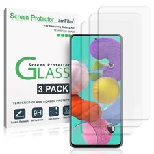 amFilm Samsung Galaxy A51 Premium Real Tempered Glass Screen Protector (3 Pack)