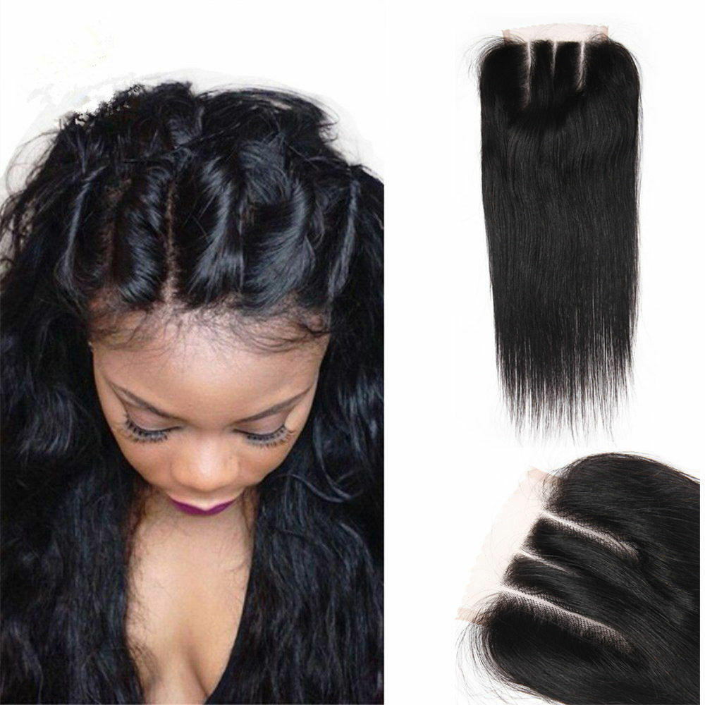 1 Pcs 4 4 Lace Closure Three Part 8 20 Inch Straight Hair Peruvian