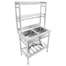 2 Compartment Sink Kitchen Rack Commercial Stainless Sink Free Standing Sink