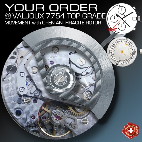 MOVEMENT ETA VALJOUX 7754  -GMT- AUTOMATIC CHRONOGRAPH  TOP GRADE - Picture 11 of 12