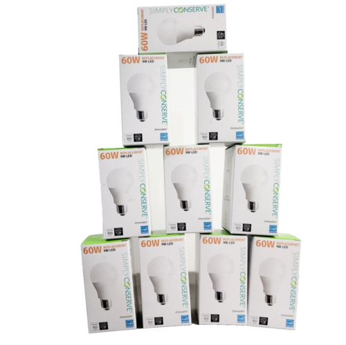 10 Simply Conserve 9W LED 2700K Dimmable 60W Equal Light Bulb LH09A1927KENCL
