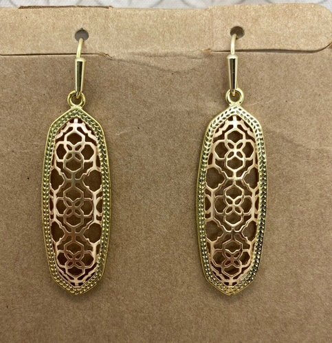 Kendra Scott Brenna Earrings in Rose Gold Filigree Gold tone logo used drop - Picture 2 of 7
