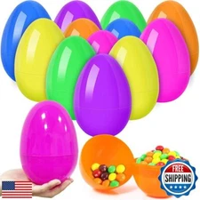 12Pcs Jumbo Easter Eggs, 6" Giant Fillable Easter Eggs Empty Large Plastic Ea