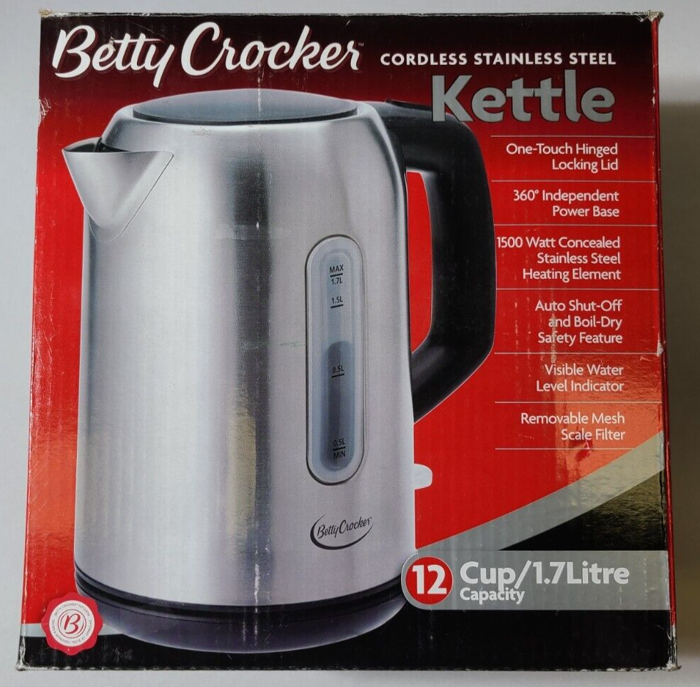 Betty Crocker Cordless Stainless Steel Kettle, 12 litres