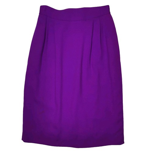 Talbots Vintage 1980's Purple 100% Pure Wool Straight Lined Midi Skirt Size 12