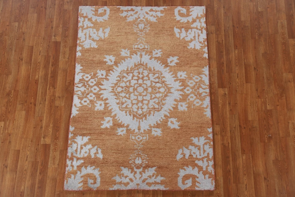 Abstract Transitional Oriental 4x6 Area Rug Hand-knotted Carpet - Image 3 of 4
