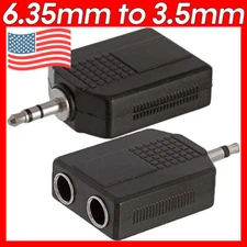 3.5mm to 2 x 6.35mm Converter Mono Stereo Audio Adapter 1/4" Splitter Headphone