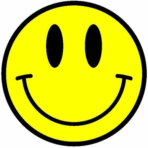 x3 95mm Yellow Happy Face circular vinyl stickers retro acid dance house laptop - 第 1/1 張圖片