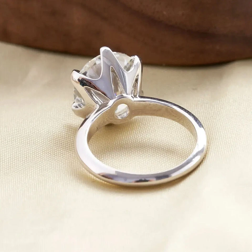 1ct/2ct/3ct/5ct Moissanite Diamond Solitaire Ring Engagement 925 Sterling Silver - Image 4 of 4