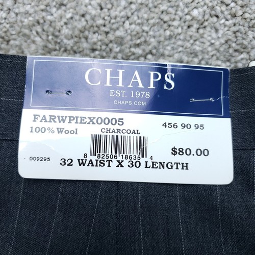 Chaps Suit Mens 42R Gray Pinstripe Wool 2 Piece 32x30 New - Picture 19 of 24