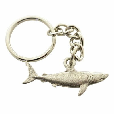Jaws Shark Tooth Pewter Finish KEYCHAIN
