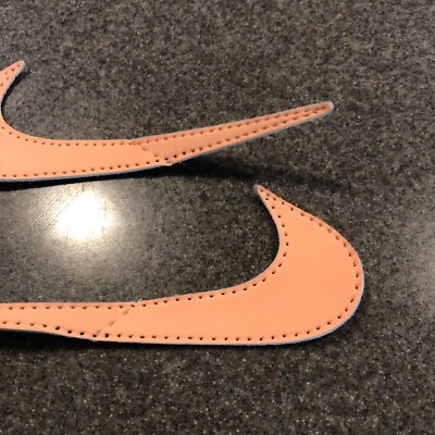 Nike Swoosh Patch Lot 2 Run Shoe Sneaker Skating Badge Logo Vinyl 4” Peach | eBay