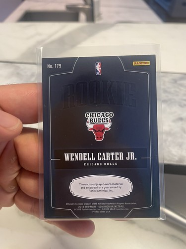 2018-19 Panini Dominion Jersey Red /49 Wendell Carter Jr #179 Rookie Auto RC - Picture 2 of 2