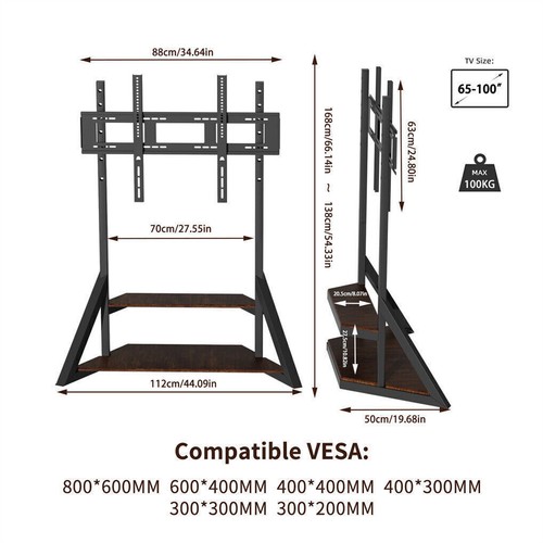 Extra Large Solid TV Floor Stand Mount Shelves Universal Flat Panels 40-100 Inch - Picture 17 of 17