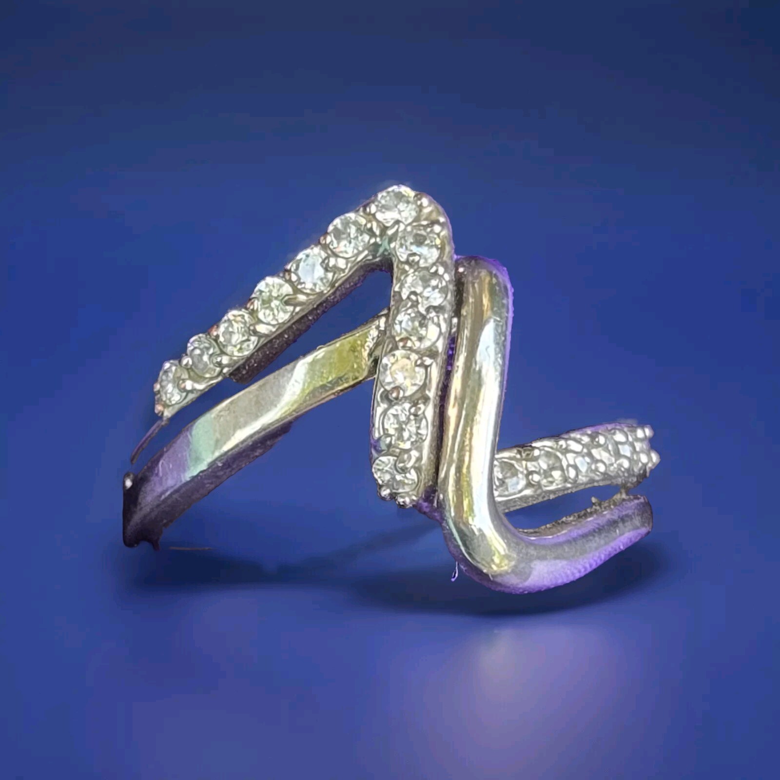 Complex Silvertone Ring Split Double Band Plain &… - image 4