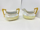 Vintage White Yellow Lusterware Royal BAYREUTH Bavaria Cream Sugar Dishes