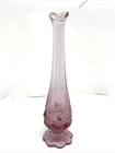 Fenton Scallop Footed Cabbage Rose Dusty Pink Swung Glass Bud Vase 9.75"