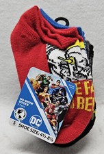 Justice League Boys No Show Graphic Socks, 6-Pack, Size S Shoe Size 4.5-8.5 New