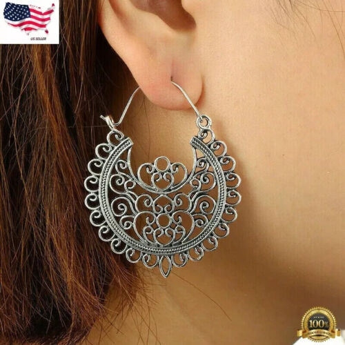 Boho 925 Silver Ear Hook Earrings Drop Dangle Women Wedding Party Jewelry Gifts - Picture 2 of 2
