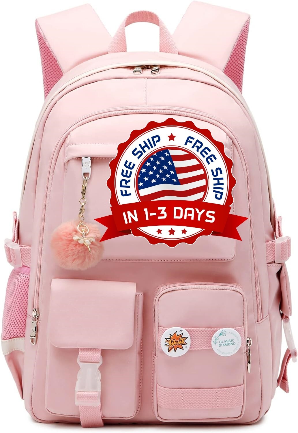 Mochila Para Portátil De 15.6 Pulgadas Para Mujer Mochila De Viaje, Color Rosa..
