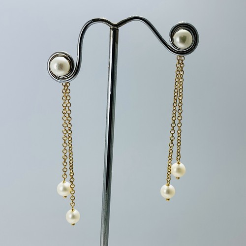 14K Yellow/whte Real Gold Fresh Water Flower Whte Pearl Screw Back Stud Earrngs - Etsy