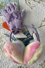 Wonder Nation Girls Heart Ear Muffs And Purple Gloves New With Tech Touch