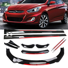 Front Bumper Lip Spoiler Splitter Gloss Black Red For Hyundai Genesis Body Kit