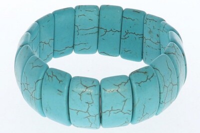 Türkis (rec.) Schmuck Stretch Edelstein Armband 21x10mm SAB528