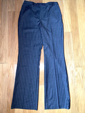 Ellen Tracy Y2K Vintage Stretch Virgin Wool High Rise Pinstripe Trousers 8 NWT