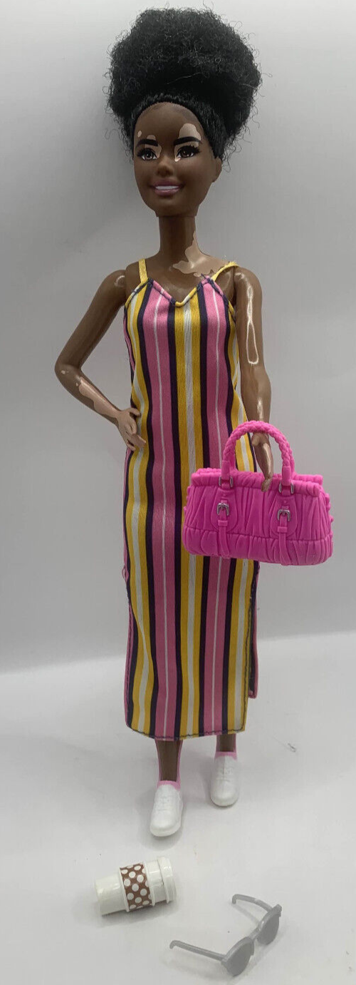 Modern Fashion Barbie Vitiligo African American Doll with Stylish Dress  