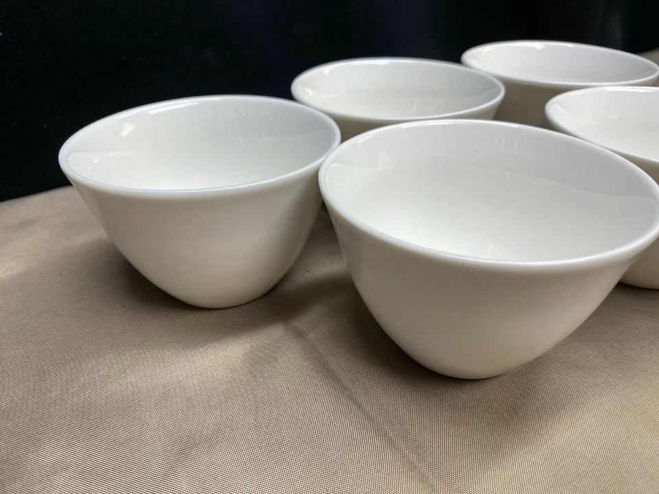 Set of 5 ~ Crate & Barrel "WHITE PORCELAIN" Round Sauce Bowls ~ 3 3/4" x 2 1/2" - Image 4 of 4