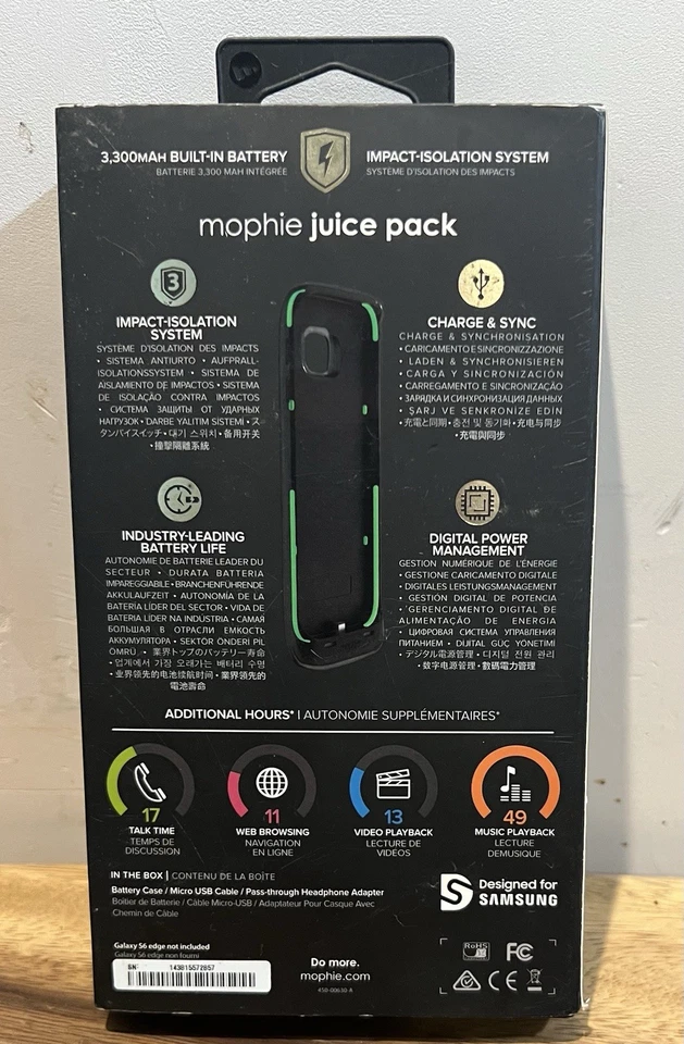 Mophie Juice Pack en Dorado Funda Batería 100% Extra Para Samsung Galaxy S6 EDGE Foto 3 de 3