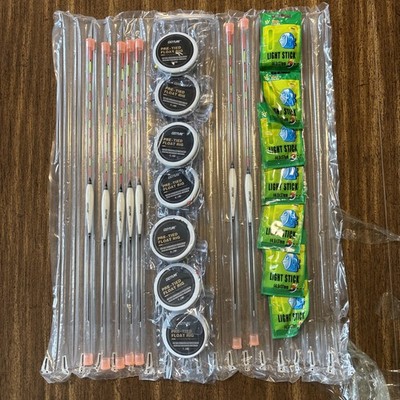 Goture 7-Pack Pre-Tied Float Rig Kit Keiryu Fishing Bobbers & Glow Sticks - NEW