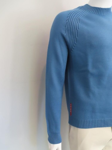 PRADA Cornflower Blue Crew Neck Thin-Knit Wool Mens Sweater EU 50/US 40 - Picture 5 of 10