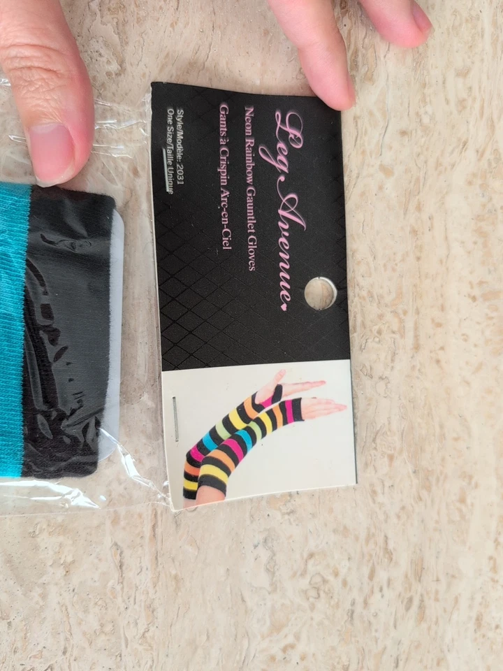 Guantes Guantelete Arco Iris Neón Nuevos Leg Avenue #2031 Talla Única Adulto Foto 2 de 3