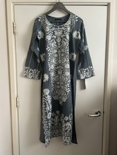 Brand new Memsaab Grey / Duck egg blue Pakistani kameez dress - size Medium