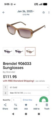 Brendel 906033 Rectangle Gold Frame Brown Gradient Women's Designer Sunglasses