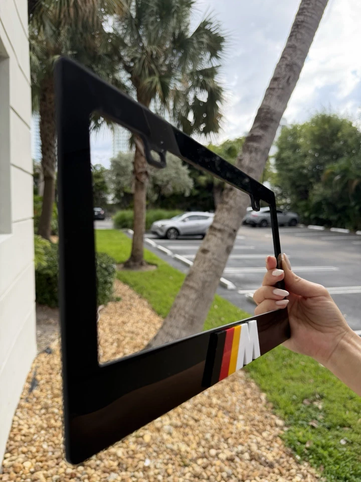 Bmw M German Flag 3D Handmade Logo License Plate Frame–Glossy Black,Made in USA - Image 2 of 4