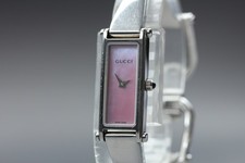 GUCCI 1500L Silver Women's Watch 12mm Pink Shell Dial Quartz From JAPAN [Exc+5]