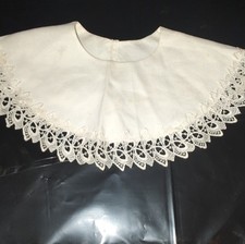 Ivory Cotton Lace Detachable Collar with Metal Clasps or Snap Closures