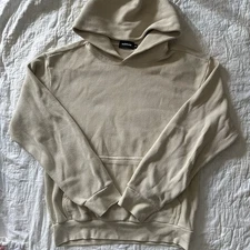 size Medium TALENTLESS waffle thermal hoodie sweatshirt cream/beige