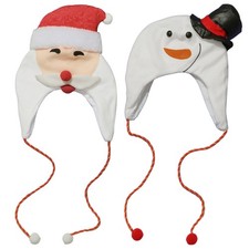 1Pc Cute Christmas Hat w/Long Rope Soft Xmas Party Costume Prop Festive Headwear