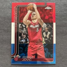 2025 Topps Chrome NBA Nikola Jovic Red White Blue Refractor Miami Heat #172