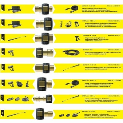 Adapter EASY!Lock Verbinder Kärcher Hochdruckreiniger Schlauch Düse Strahlrohr