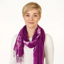 Purple Tie-Dye Lightweight Fringe Scarf – Boho Chic Women’s Fashion Accessory   